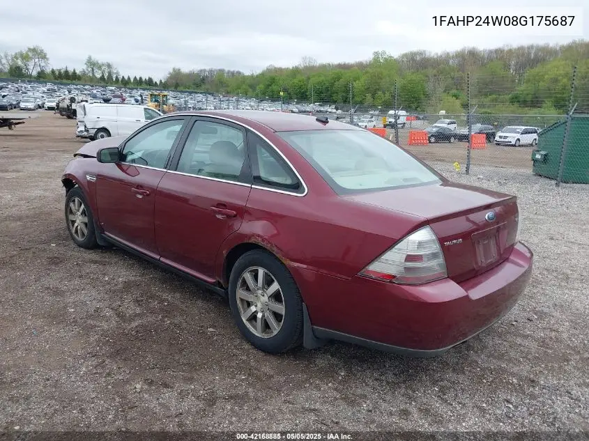 2008 Ford Taurus Sel VIN: 1FAHP24W08G175687 Lot: 42168885