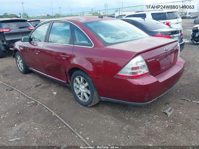 2008 Ford Taurus Sel VIN: 1FAHP24W88G149063 Lot: 42168947