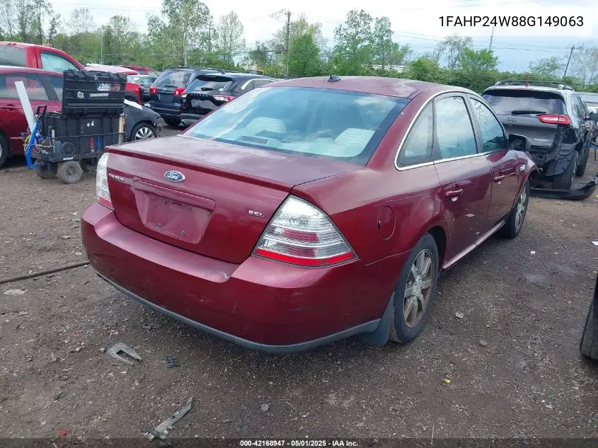 2008 Ford Taurus Sel VIN: 1FAHP24W88G149063 Lot: 42168947