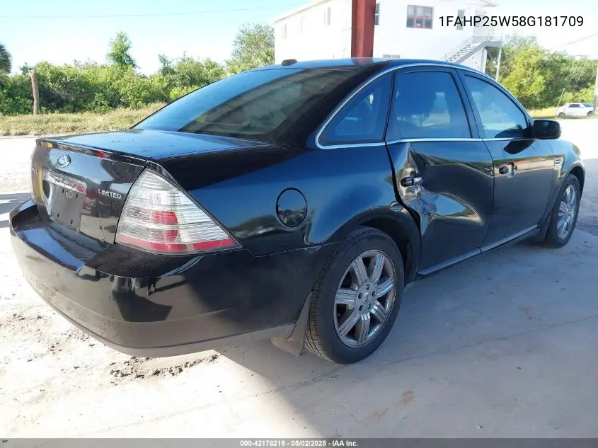 2008 Ford Taurus Limited VIN: 1FAHP25W58G181709 Lot: 42178219