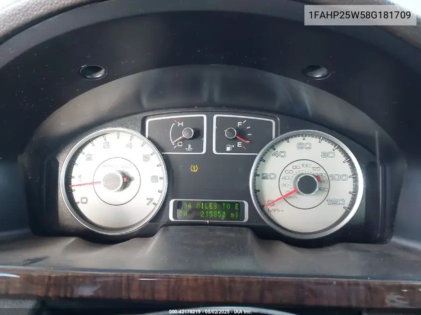 2008 Ford Taurus Limited VIN: 1FAHP25W58G181709 Lot: 42178219