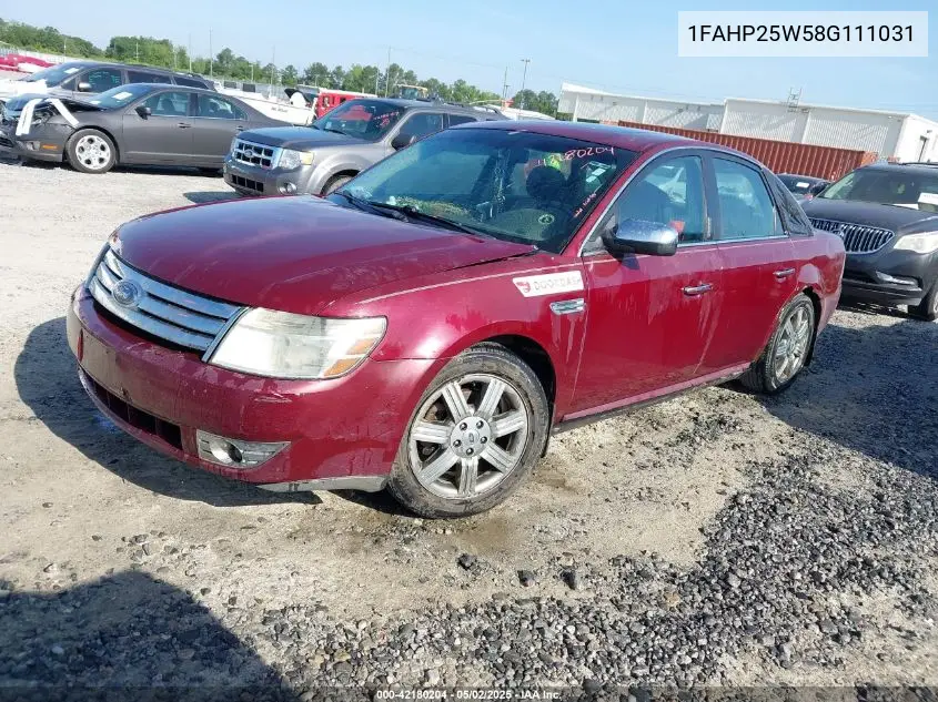 2008 Ford Taurus Limited VIN: 1FAHP25W58G111031 Lot: 42180204