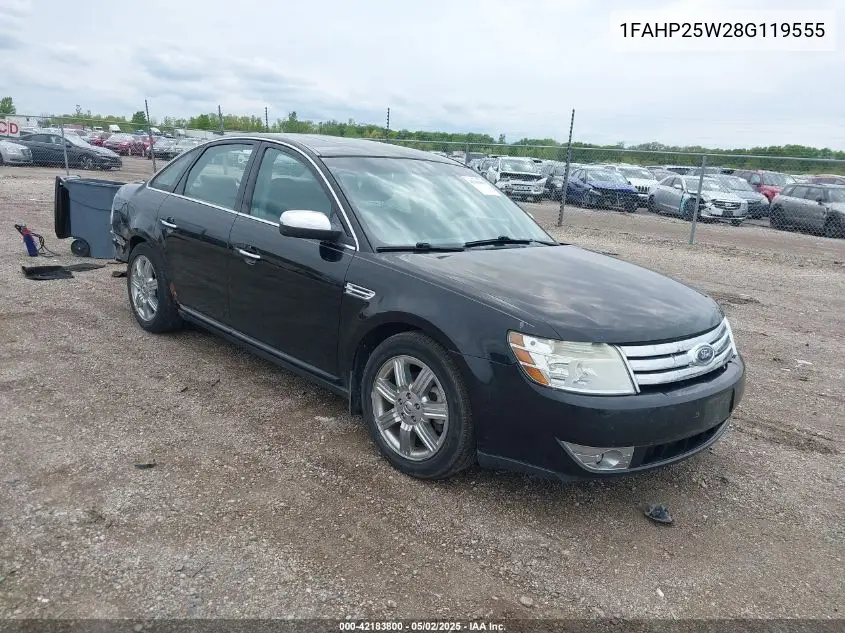 2008 Ford Taurus Limited VIN: 1FAHP25W28G119555 Lot: 42183800