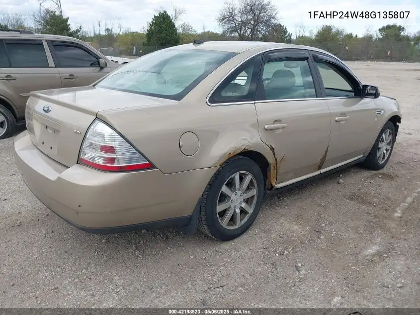 2008 Ford Taurus Sel VIN: 1FAHP24W48G135807 Lot: 42198523