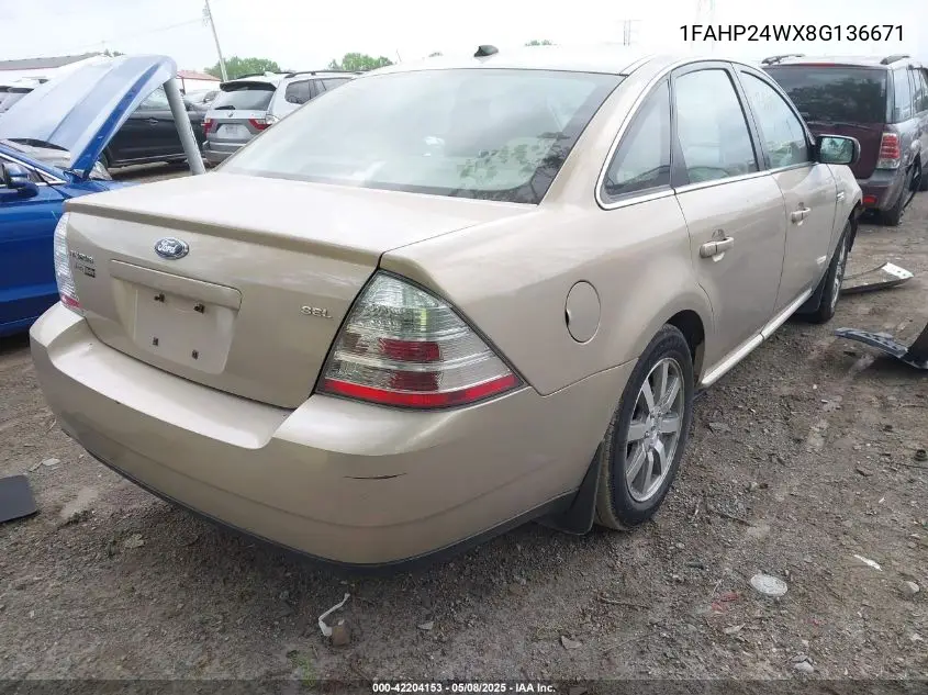 2008 Ford Taurus Sel VIN: 1FAHP24WX8G136671 Lot: 42204153