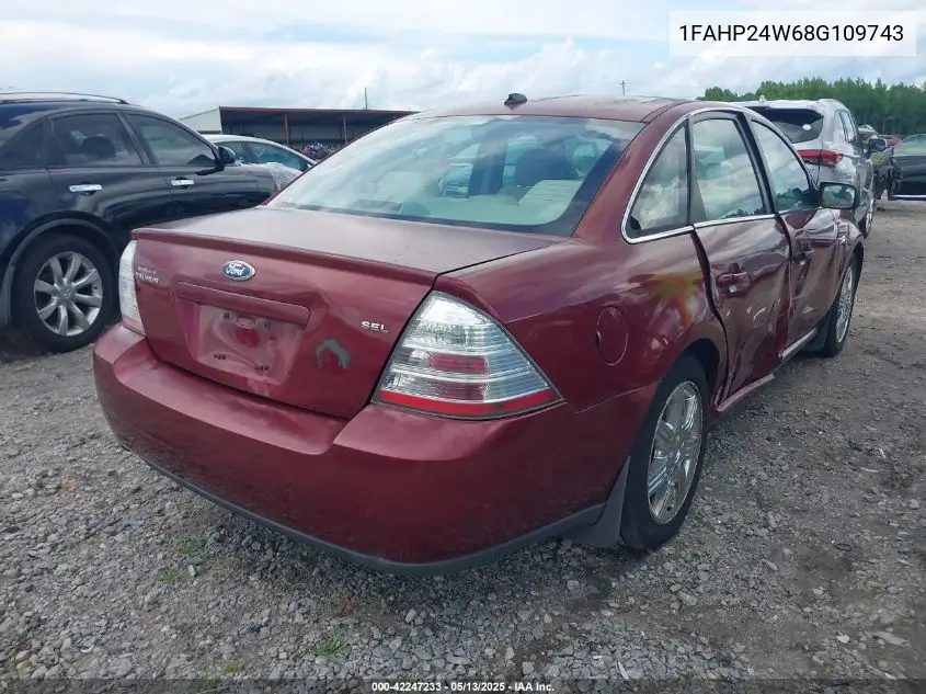 2008 Ford Taurus Sel VIN: 1FAHP24W68G109743 Lot: 42247233