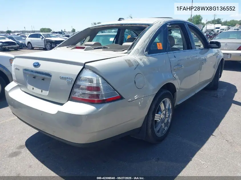 2008 Ford Taurus Limited VIN: 1FAHP28WX8G136552 Lot: 42306548