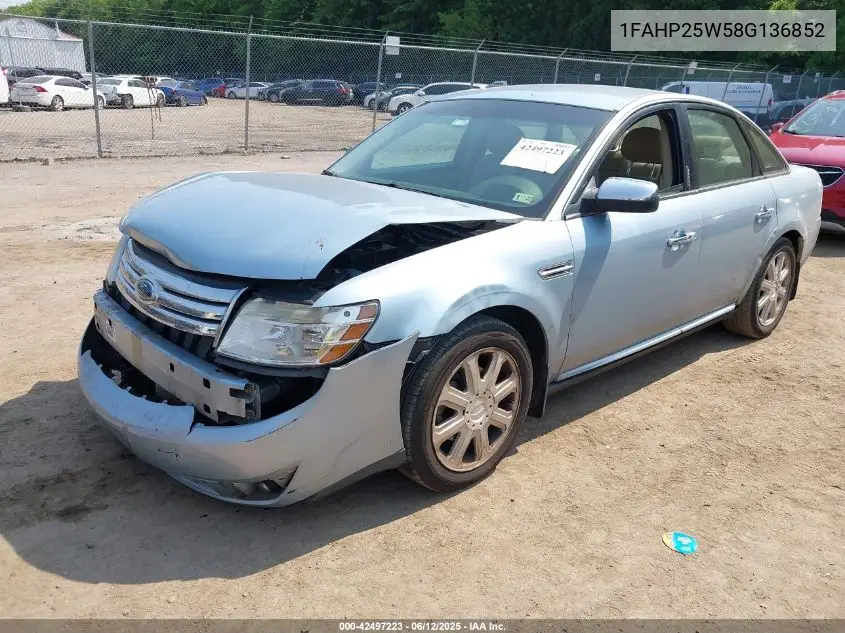 2008 Ford Taurus Limited VIN: 1FAHP25W58G136852 Lot: 42497223