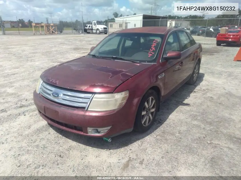 2008 Ford Taurus Sel VIN: 1FAHP24WX8G150232 Lot: 42504173