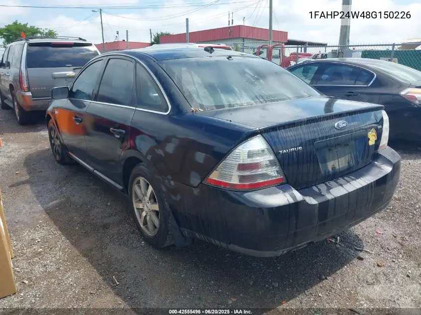 2008 Ford Taurus Sel VIN: 1FAHP24W48G150226 Lot: 42555496