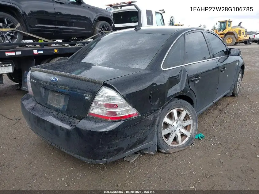 2008 Ford Taurus Sel VIN: 1FAHP27W28G106785 Lot: 42565387