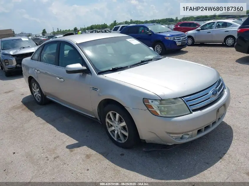 2008 Ford Taurus Sel VIN: 1FAHP24W68G187360 Lot: 42578106