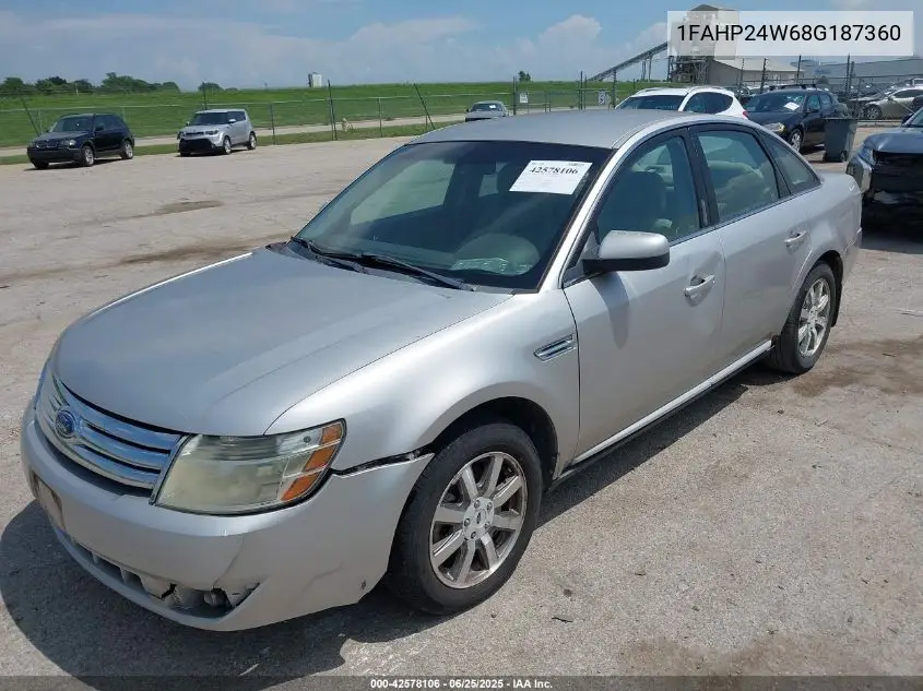 2008 Ford Taurus Sel VIN: 1FAHP24W68G187360 Lot: 42578106