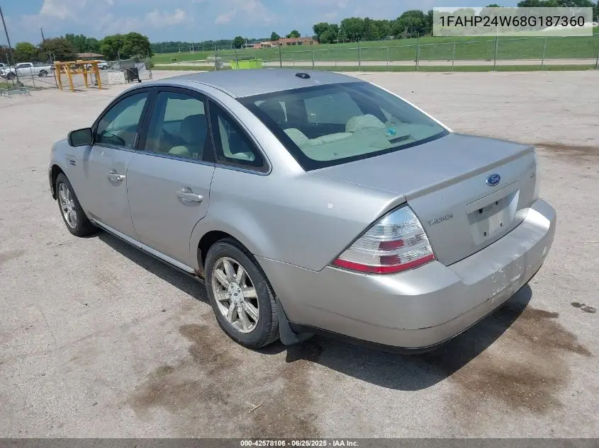 2008 Ford Taurus Sel VIN: 1FAHP24W68G187360 Lot: 42578106