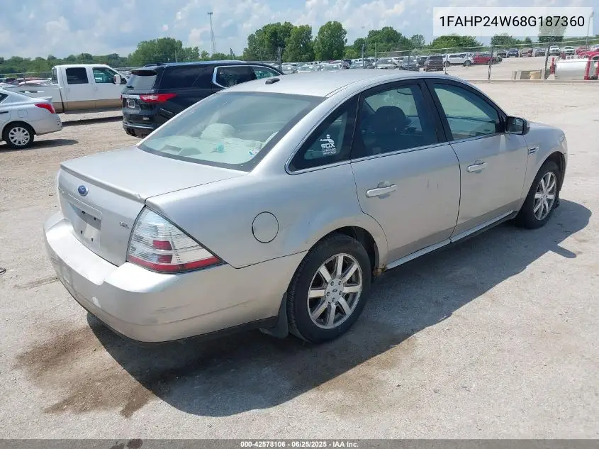 2008 Ford Taurus Sel VIN: 1FAHP24W68G187360 Lot: 42578106