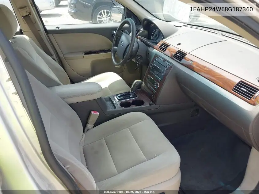 2008 Ford Taurus Sel VIN: 1FAHP24W68G187360 Lot: 42578106