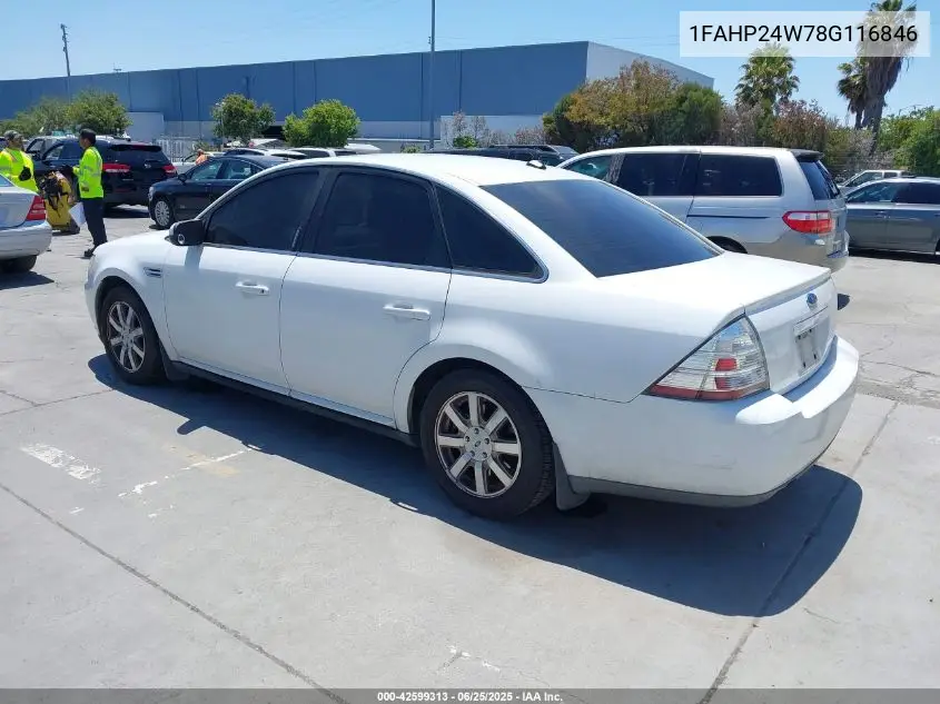 2008 Ford Taurus Sel VIN: 1FAHP24W78G116846 Lot: 42599313