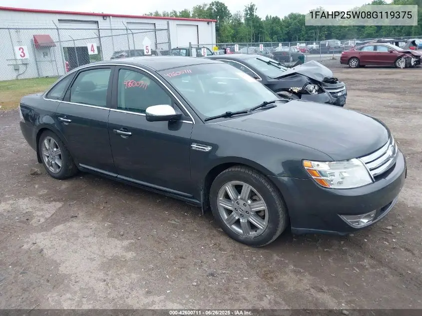2008 Ford Taurus Limited VIN: 1FAHP25W08G119375 Lot: 42600711