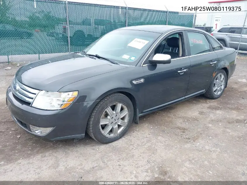 2008 Ford Taurus Limited VIN: 1FAHP25W08G119375 Lot: 42600711