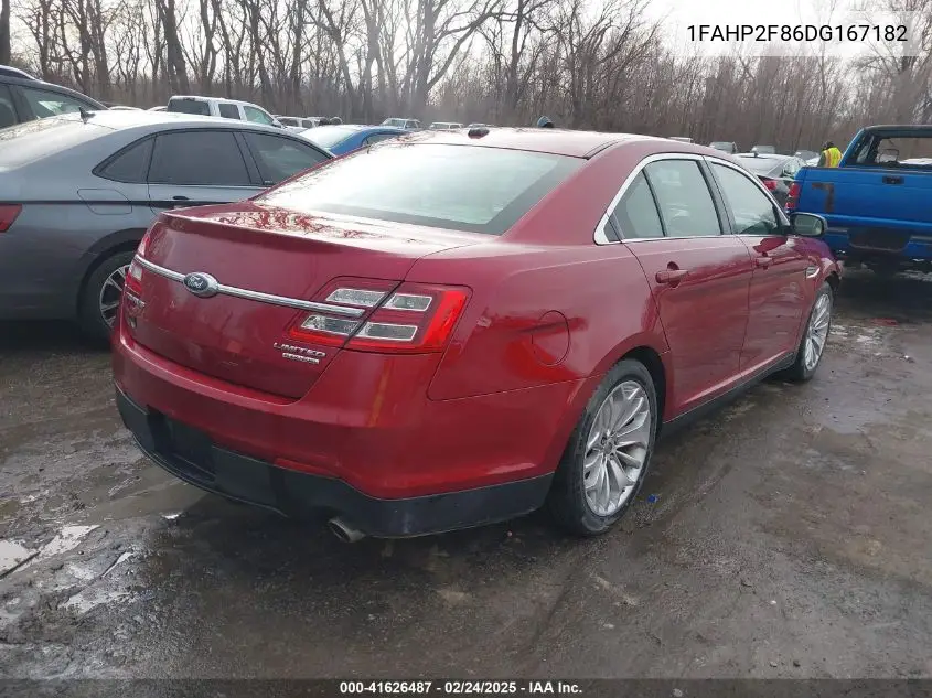 2013 Ford Taurus Limited VIN: 1FAHP2F86DG167182 Lot: 41626487