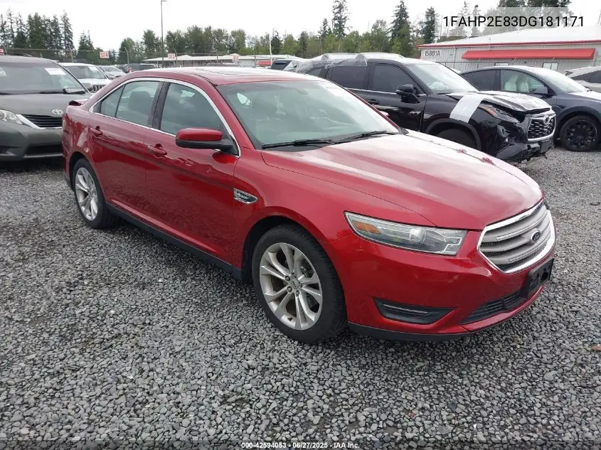 2013 Ford Taurus Sel VIN: 1FAHP2E83DG181171 Lot: 42594053