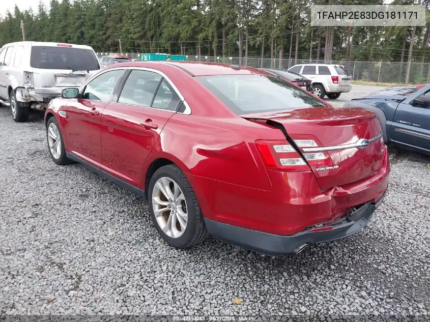 2013 Ford Taurus Sel VIN: 1FAHP2E83DG181171 Lot: 42594053