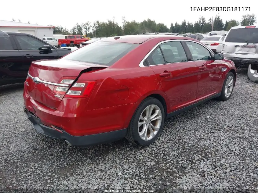 2013 Ford Taurus Sel VIN: 1FAHP2E83DG181171 Lot: 42594053