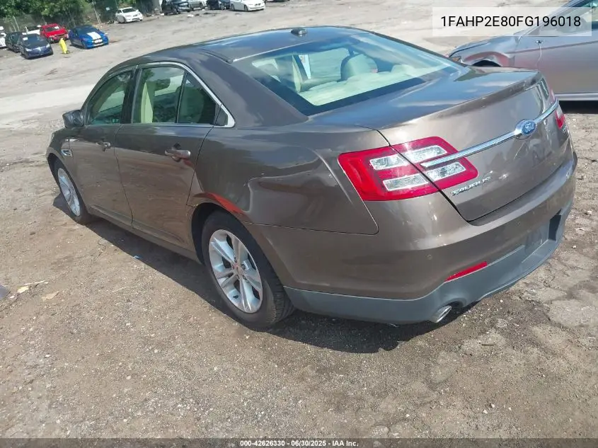 2015 Ford Taurus Sel VIN: 1FAHP2E80FG196018 Lot: 42626330