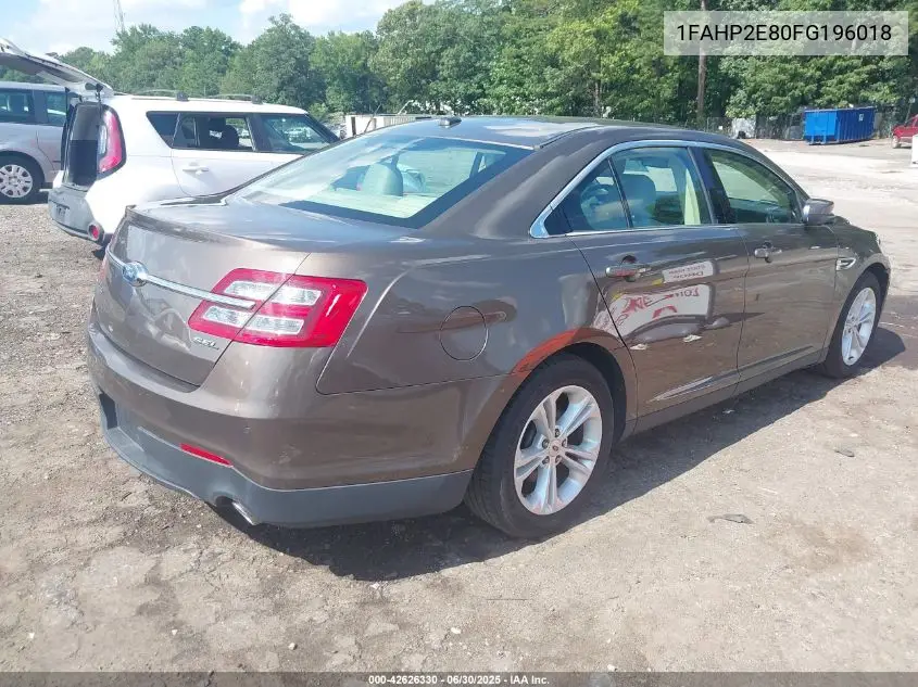 2015 Ford Taurus Sel VIN: 1FAHP2E80FG196018 Lot: 42626330