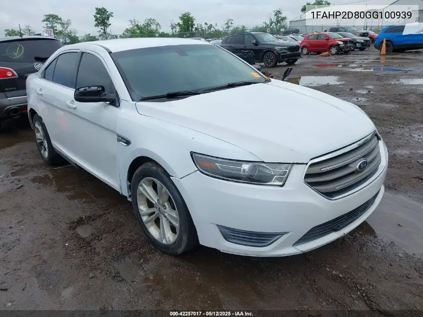 2016 Ford Taurus Se VIN: 1FAHP2D80GG100939 Lot: 42257017