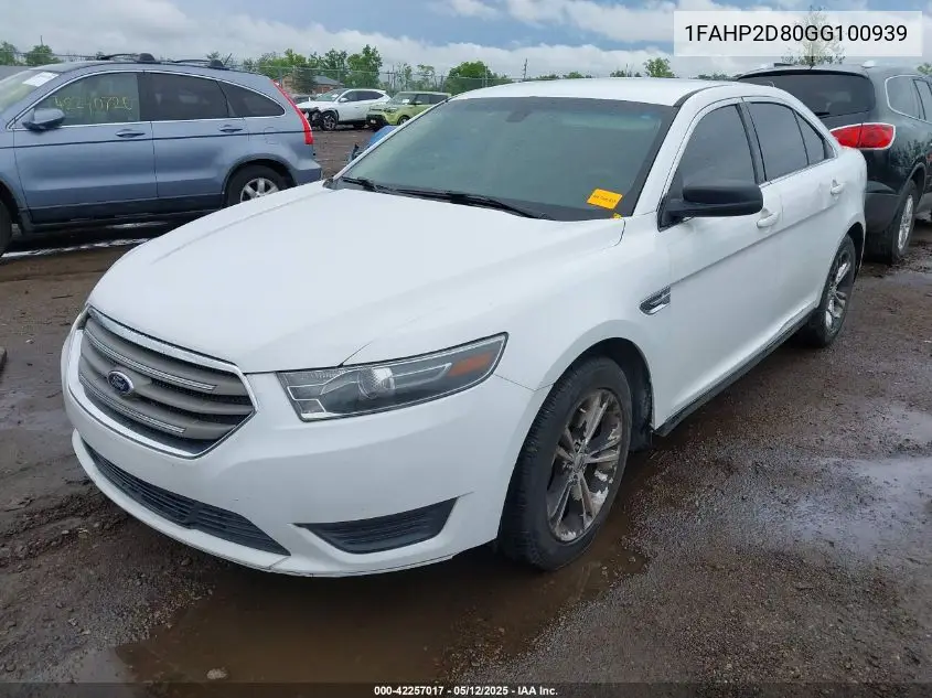 2016 Ford Taurus Se VIN: 1FAHP2D80GG100939 Lot: 42257017