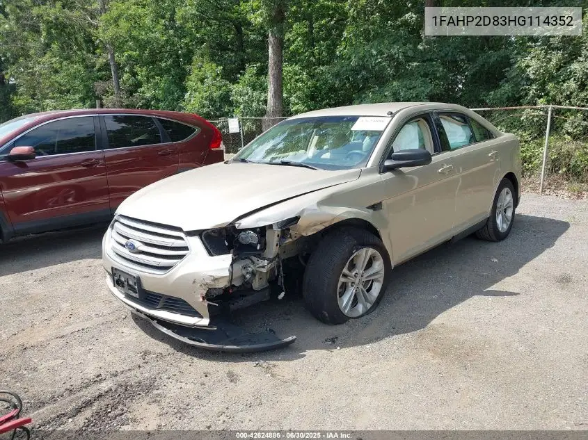 2017 Ford Taurus Se VIN: 1FAHP2D83HG114352 Lot: 42624886