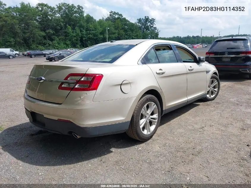 2017 Ford Taurus Se VIN: 1FAHP2D83HG114352 Lot: 42624886