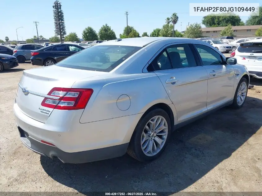 2018 Ford Taurus Limited VIN: 1FAHP2F80JG109449 Lot: 42617252