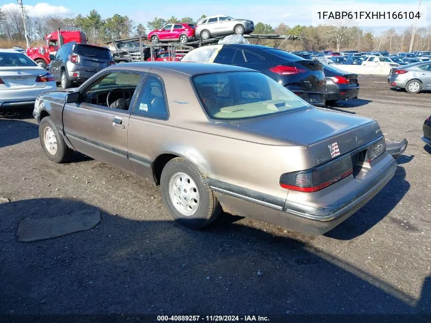 1987 Ford Thunderbird Sport VIN: 1FABP61FXHH166104 Lot: 40889257