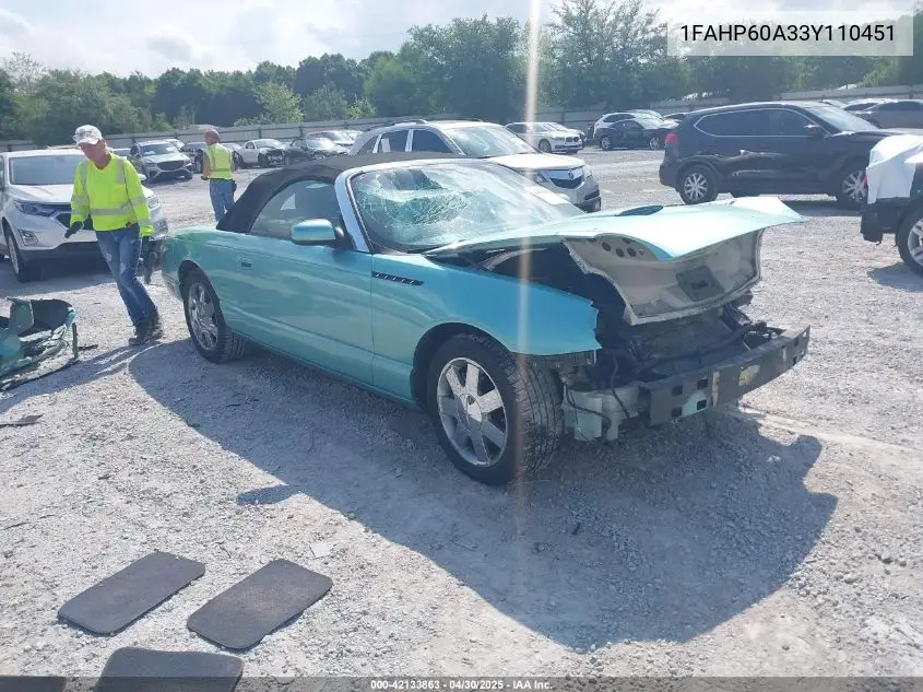 2003 Ford Thunderbird VIN: 1FAHP60A33Y110451 Lot: 42133863