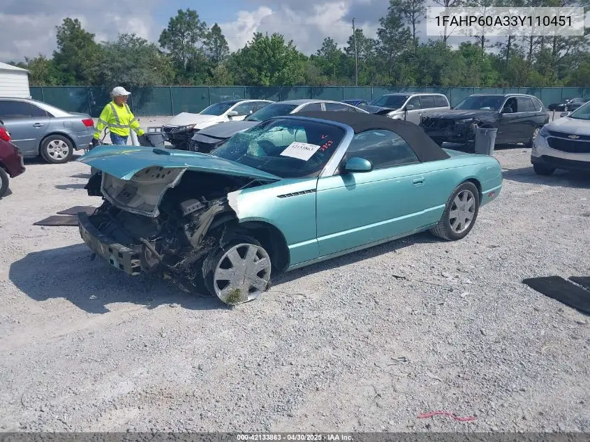 2003 Ford Thunderbird VIN: 1FAHP60A33Y110451 Lot: 42133863