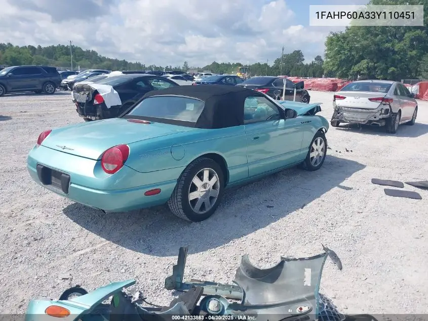2003 Ford Thunderbird VIN: 1FAHP60A33Y110451 Lot: 42133863