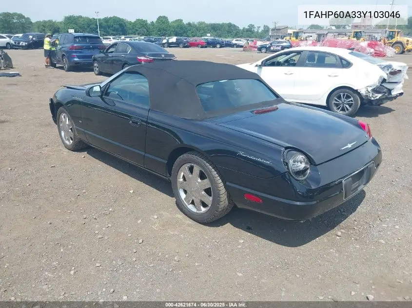 2003 Ford Thunderbird VIN: 1FAHP60A33Y103046 Lot: 42621674