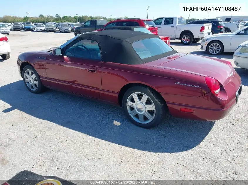 2004 Ford Thunderbird VIN: 1FAHP60A14Y108487 Lot: 41690157