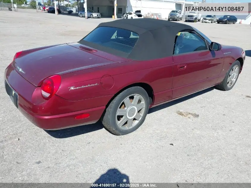 2004 Ford Thunderbird VIN: 1FAHP60A14Y108487 Lot: 41690157