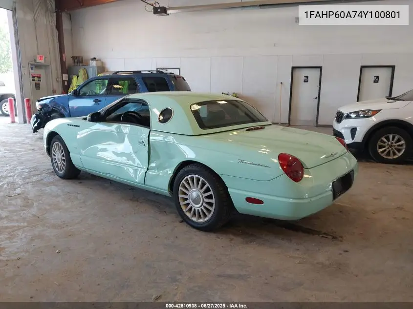 2004 Ford Thunderbird VIN: 1FAHP60A74Y100801 Lot: 42610938
