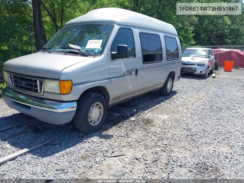 2003 Ford E-150 Recreational VIN: 1FDRE14W73HB51867 Lot: 42578331