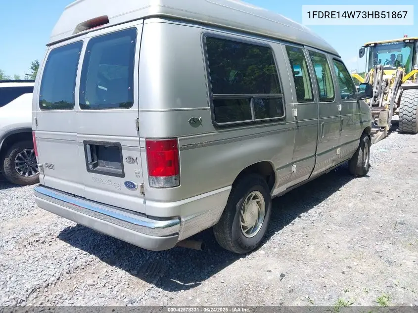 2003 Ford E-150 Recreational VIN: 1FDRE14W73HB51867 Lot: 42578331