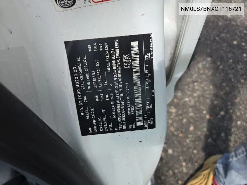 2012 Ford Transit Connect Xlt VIN: NM0LS7BNXCT116721 Lot: 42258643