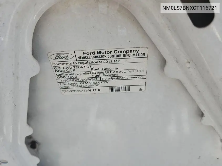 2012 Ford Transit Connect Xlt VIN: NM0LS7BNXCT116721 Lot: 42258643