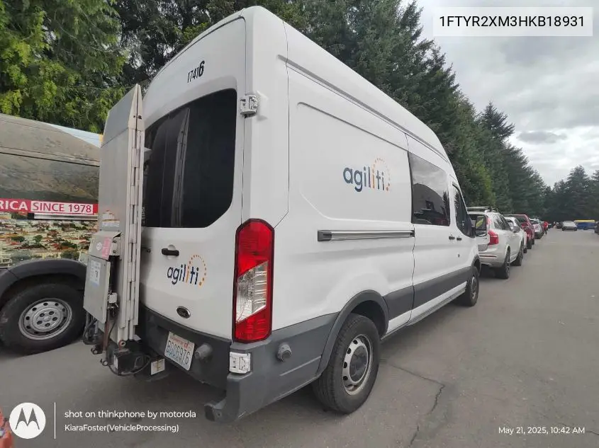 2017 Ford Transit T-250 VIN: 1FTYR2XM3HKB18931 Lot: 42651865