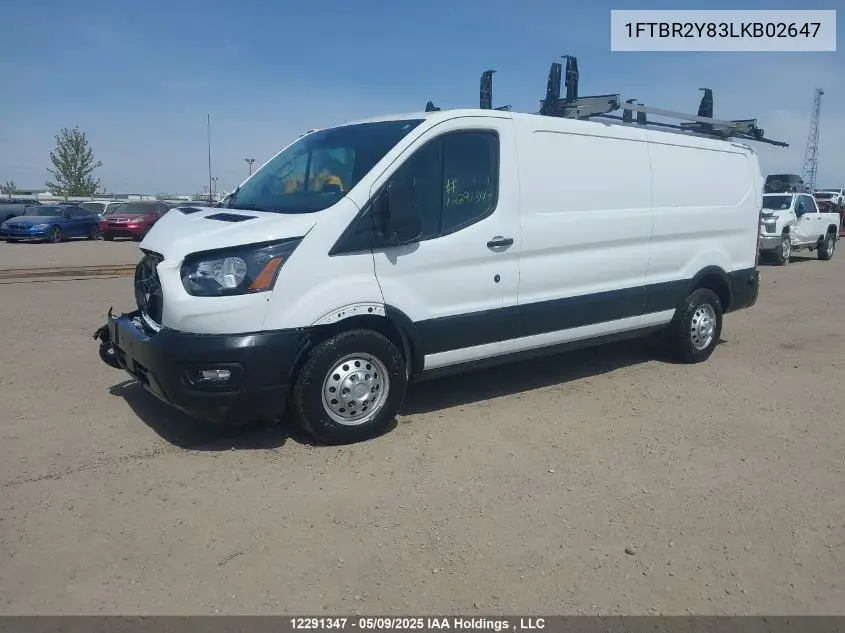 2020 Ford Transit T-250 VIN: 1FTBR2Y83LKB02647 Lot: 12291347
