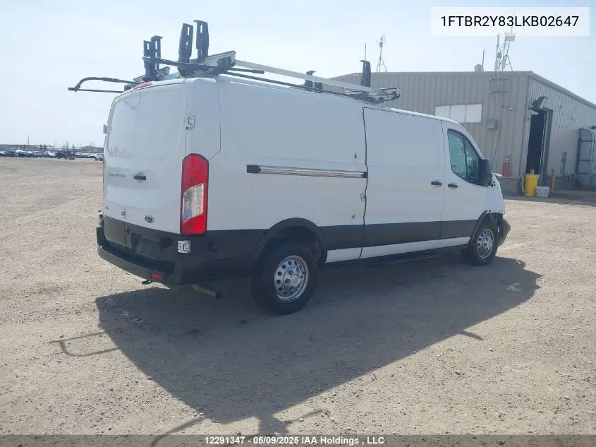 2020 Ford Transit T-250 VIN: 1FTBR2Y83LKB02647 Lot: 12291347
