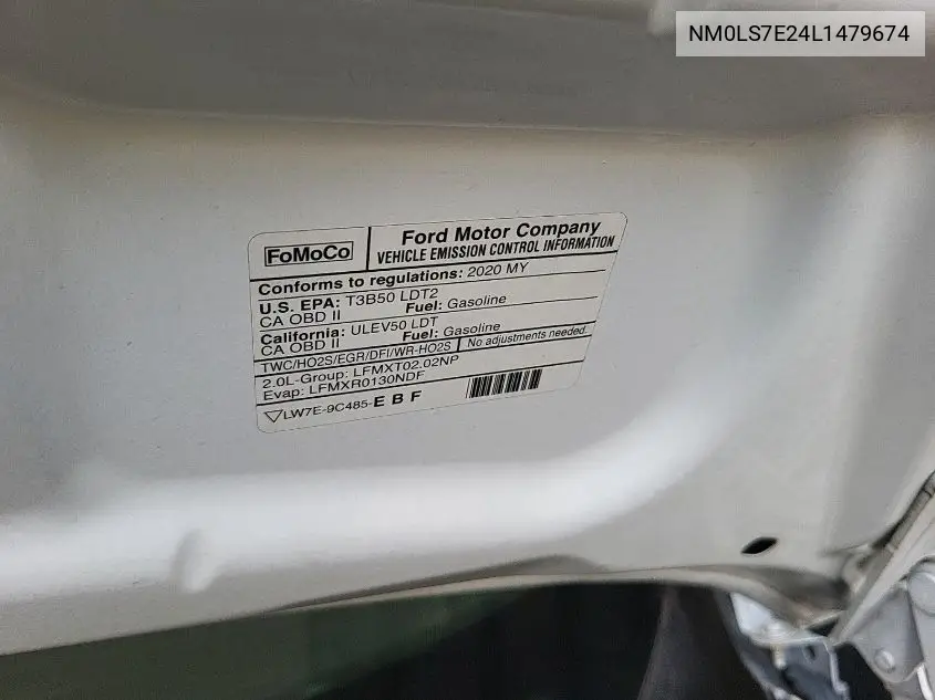 2020 Ford Transit Connect Xl VIN: NM0LS7E24L1479674 Lot: 42269538
